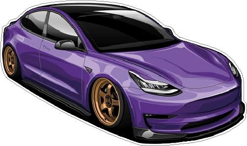 Tesla Sticker Purple Shadow 3 Sticker