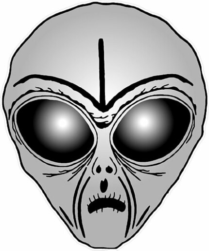 Alien Head Sticker 9 GRAY