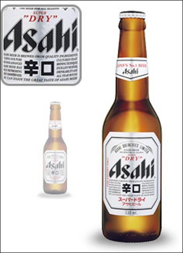 Asahi Bottle and Label Sticker