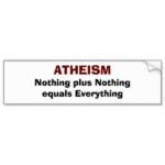 atheist math bumper sticker