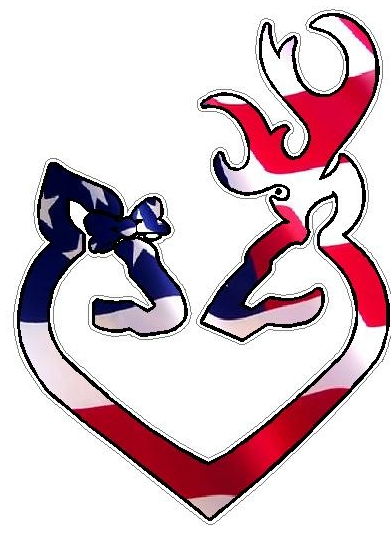 DEER HEART FILLS USA Flag