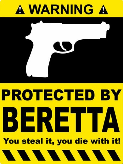 Protected By Beretta Funny Warning Sticker