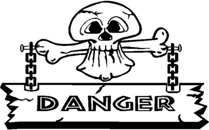 Danger Sign with Skull Diecut Decal