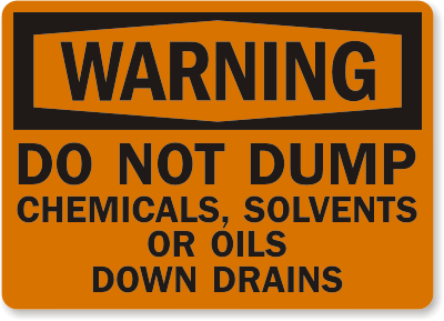 Do Not Dump Chemicals Warning Sign
