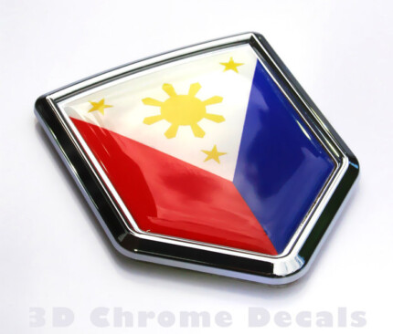Philippine Flag Crest Car Chrome Emblem 3D Decal Sticker