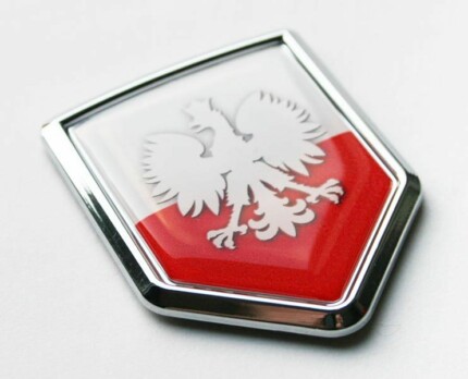 Poland White Eagle Flag Crest Decal Car Chrome Emblem Sticker
