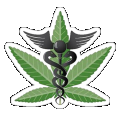 weed leaf with medical symnbol sticker