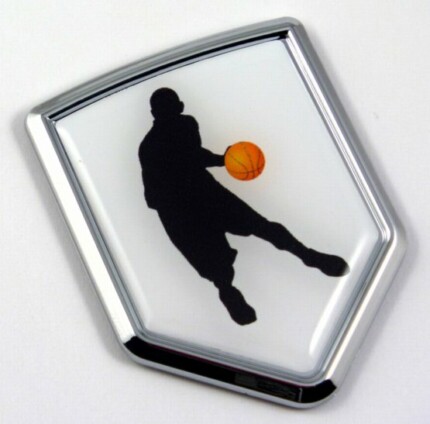 Basketball Logo 3D Shield Emblem Domed Sticker