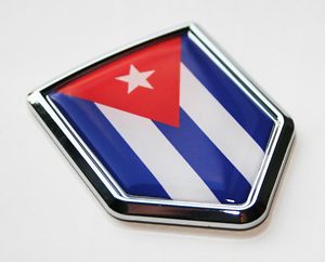 Cuba Cuban Flag Crest Decal Car Chrome Emblem Sticker 3D