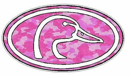 Duck Hunting Oval Decal 66 - Camo Pink