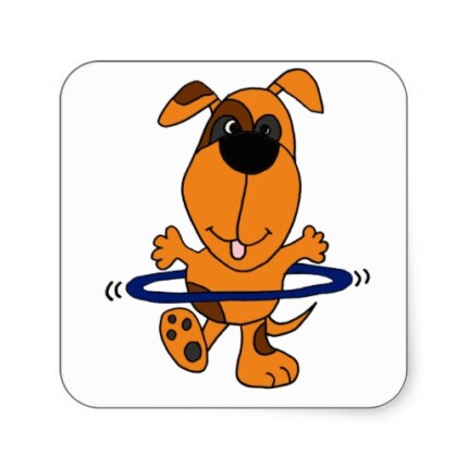 Happy Hound Dog Playing Hula Hoop Sticker