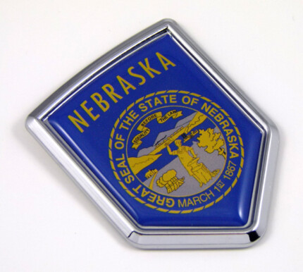 nebraska US state flag domed chrome emblem car badge decal