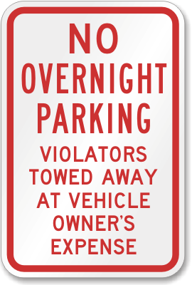 No Overnight Parking Sign 1