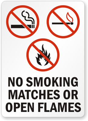 No Smoking Matches Sign