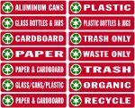 RECYCLE BIN LABELS -  RED set of 14 stickers