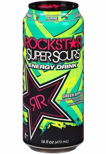 Rockstar SUPER SOURS GREEN APPLE energy drink can shaped sticker