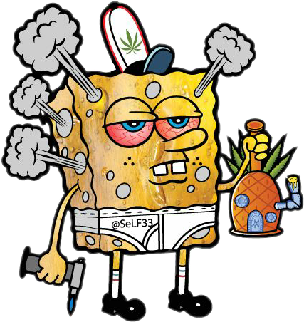 stoned spongebob weed sticker