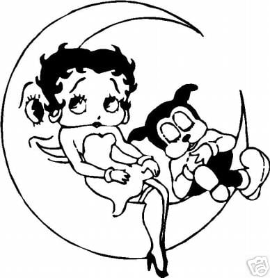 Betty Boop Sitting on Moon Decal