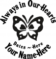 Always in Our Hearts Cute Butterfly Sticker