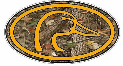 Duck Hunting Oval Decal 66 - Camo Nature Orange