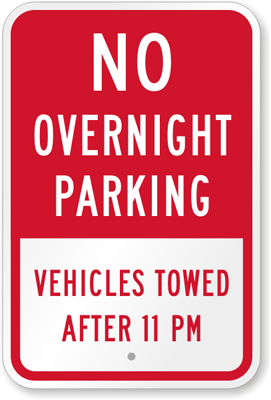 No Overnight Parking Sign 4