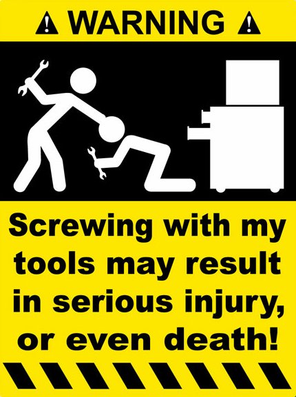 Screwing Tools Funny Warning Sticker