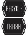trash-and-recycle-decal-set-stickers-for-garbage-barrels-vinyl-decal B&W PAIR