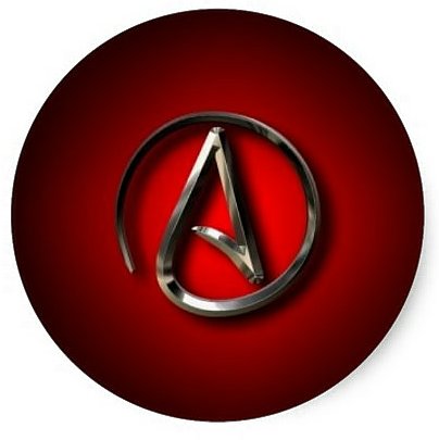 atheist symbol round sticker