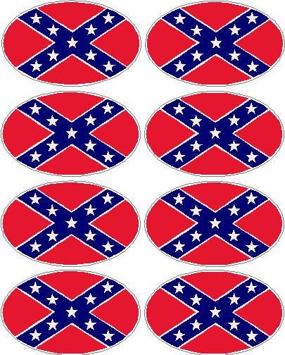 confederate flag oval decal set - 8 total