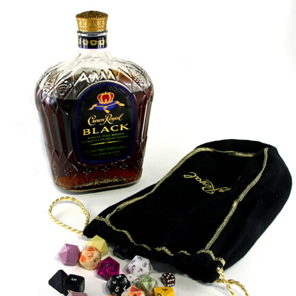 Crown Royal Black Bottle and Bag of Dice Sticker