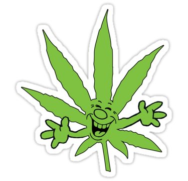 happy weed leaf sticker