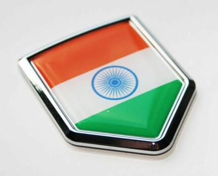 India Indian Flag Crest Decal Car Chrome Emblem Sticker