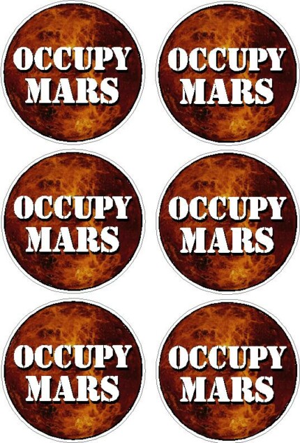 OCCUPY MARS STICKER ROUND X6
