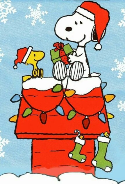 snoopy and wood christmas card sticker