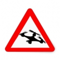 warning drone flying area triangle sticker