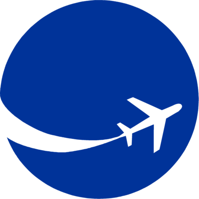 Airplane Clipart Blue and White Circular Sticker