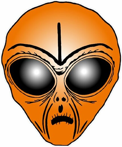 Alien Head Sticker 7 ORANGE