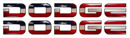 Dodge TEXT Logo - FILLS usa flag PAIR