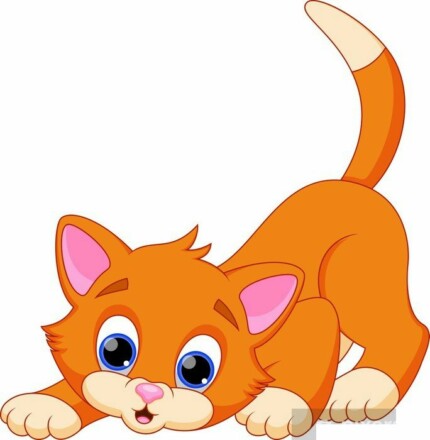 funny-ORANGE cat-cartoon STICKER