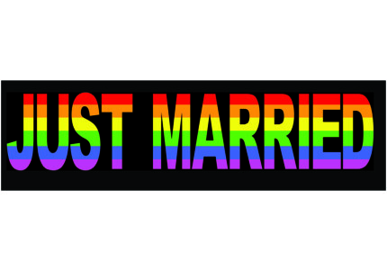 LGBT JUST MARRIED BUMPER STICKER