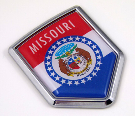 missouri US state flag domed chrome emblem car badge decal