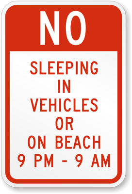 No Sleeping In Vehicles Sign