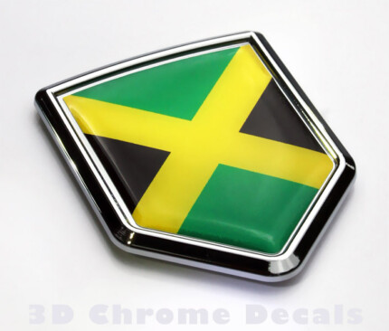 Jamaica Flag Crest Jamaican Emblem Chrome Car Decal Sticker