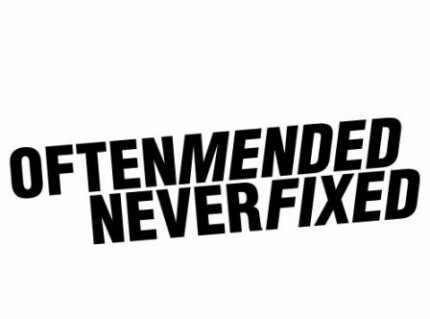 Often Mended Never Fixed funny auto decal