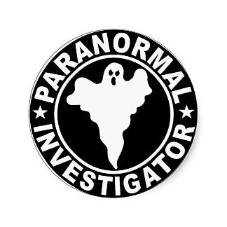paranormal investigator B&W round sticker