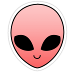 Pink Alien Head Sticker