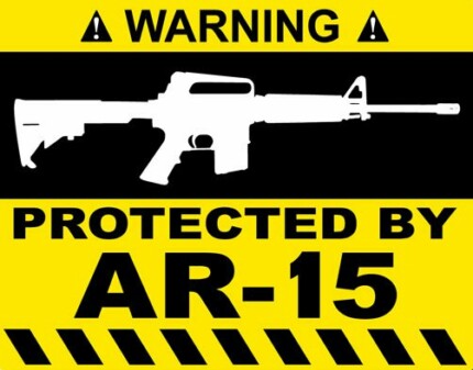Protected By AR15 Funny Warning Sticker