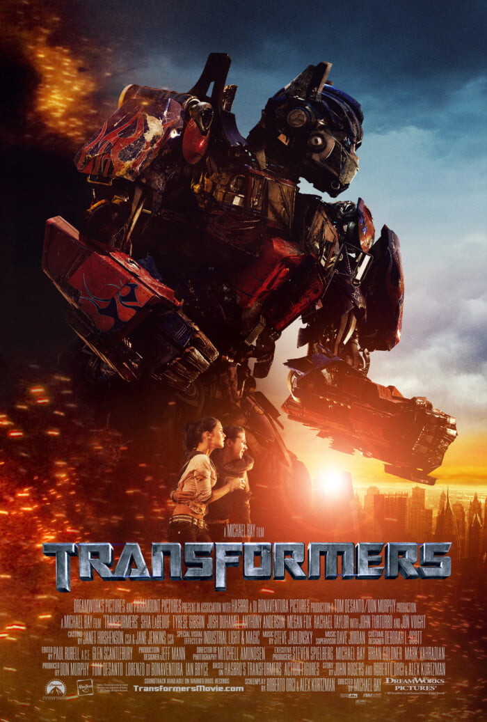 Rectangular Transformers Movie Poster Sticker