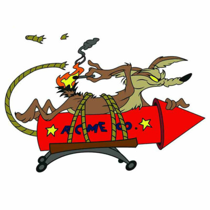 Road Runner Cartoon-Wile-E-Coyote-Acme-Rocket-Car-Sticker