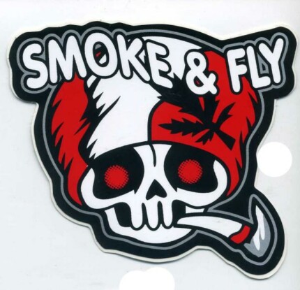 smoke weed and fly skull sticker